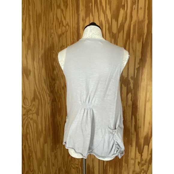 Anthropologie Sparrow Womens Sleeveless Open Gray Cardigan Knit Small Pockets - Picture 5 of 8